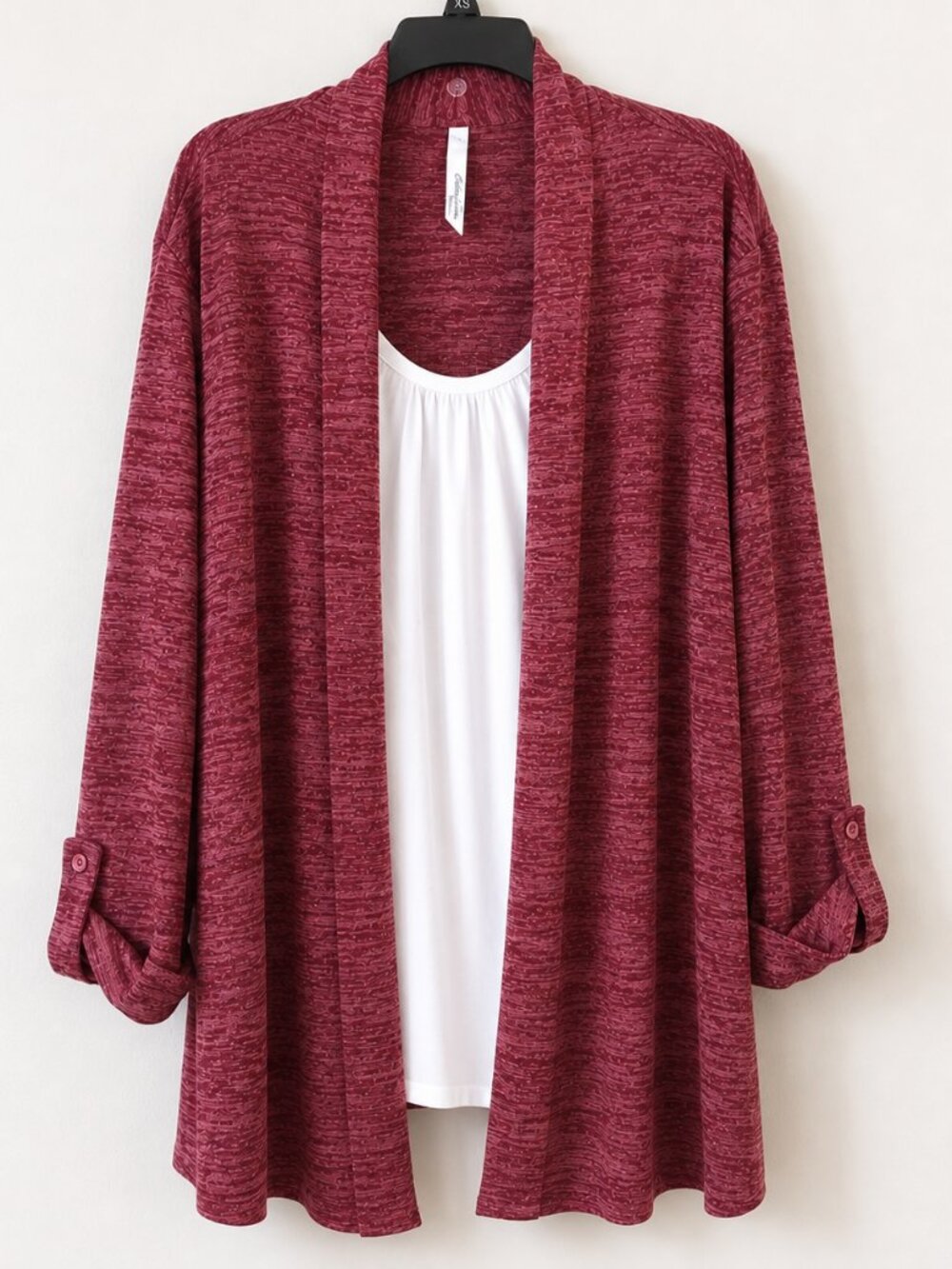 NY Collection Burgundy Plus Size Long Sleeve Cardigan SZ 3X